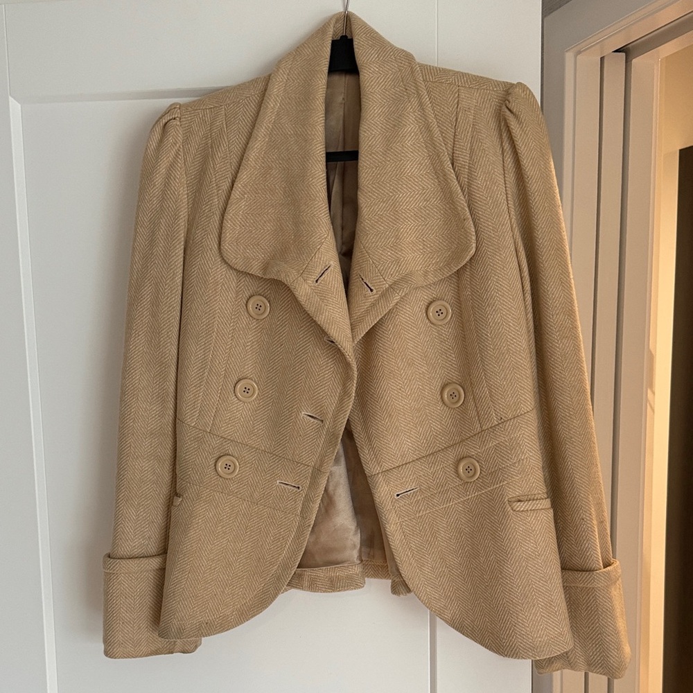 Jennifer Lopez Tan Double-Breasted Blazer size medium
